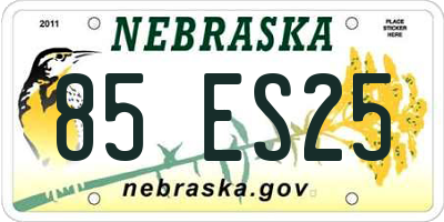 NE license plate 85ES25