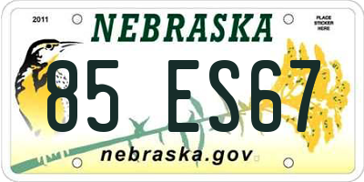 NE license plate 85ES67