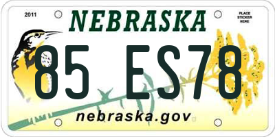 NE license plate 85ES78