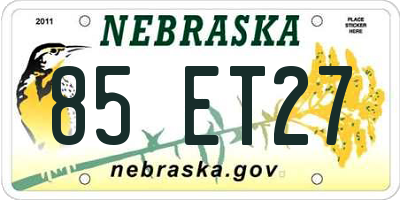 NE license plate 85ET27