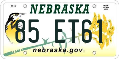 NE license plate 85ET61