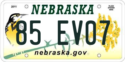 NE license plate 85EV07