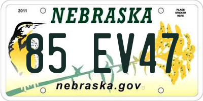 NE license plate 85EV47