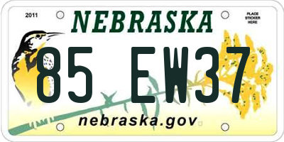 NE license plate 85EW37