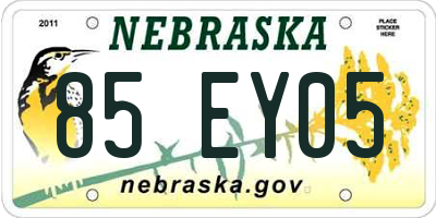 NE license plate 85EY05