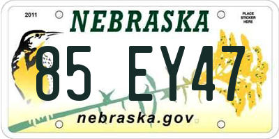 NE license plate 85EY47