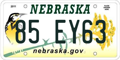 NE license plate 85EY63