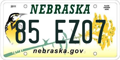 NE license plate 85EZ07