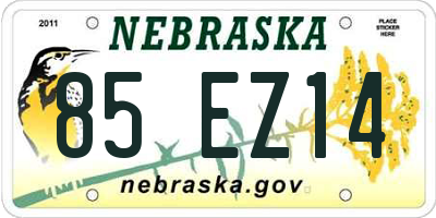 NE license plate 85EZ14