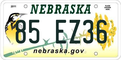 NE license plate 85EZ36