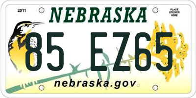 NE license plate 85EZ65