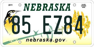 NE license plate 85EZ84