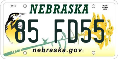 NE license plate 85FD55