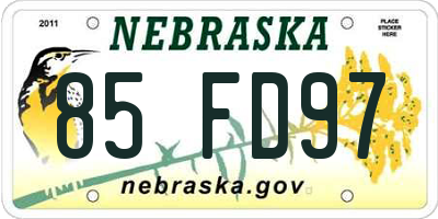 NE license plate 85FD97