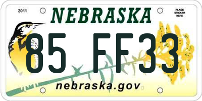 NE license plate 85FF33