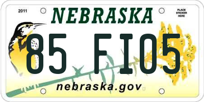 NE license plate 85FI05