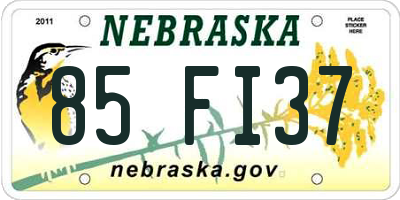 NE license plate 85FI37