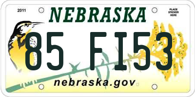 NE license plate 85FI53