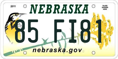 NE license plate 85FI81