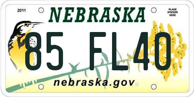 NE license plate 85FL40