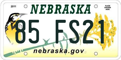 NE license plate 85FS21