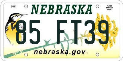 NE license plate 85FT39