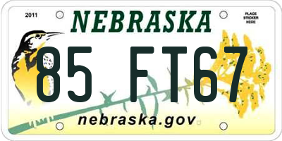 NE license plate 85FT67