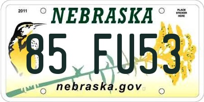 NE license plate 85FU53