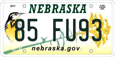 NE license plate 85FU93