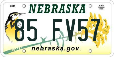 NE license plate 85FV57
