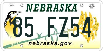 NE license plate 85FZ54