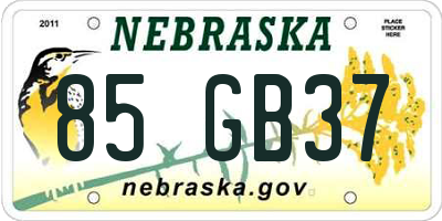 NE license plate 85GB37
