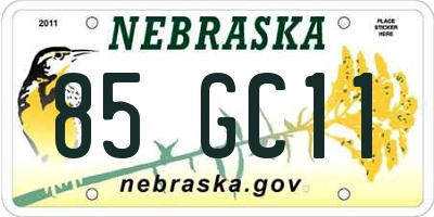 NE license plate 85GC11