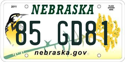 NE license plate 85GD81