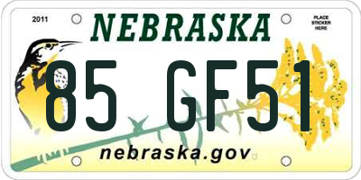NE license plate 85GF51