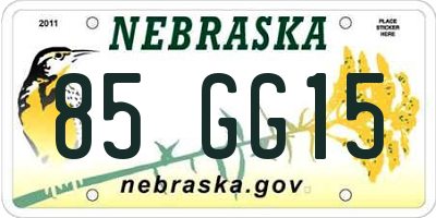 NE license plate 85GG15