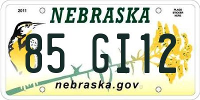 NE license plate 85GI12