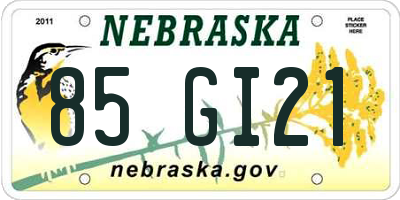 NE license plate 85GI21