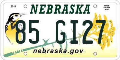 NE license plate 85GI27