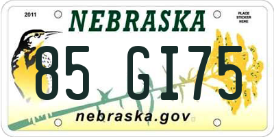 NE license plate 85GI75