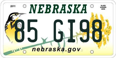 NE license plate 85GI98