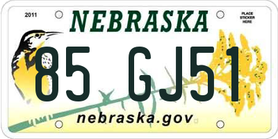 NE license plate 85GJ51
