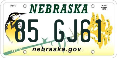 NE license plate 85GJ61