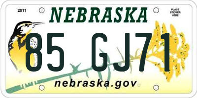 NE license plate 85GJ71
