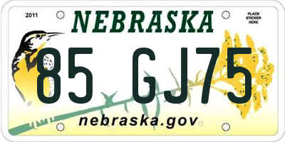 NE license plate 85GJ75