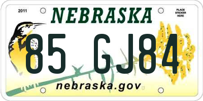 NE license plate 85GJ84