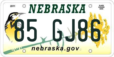 NE license plate 85GJ86