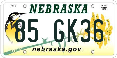 NE license plate 85GK36
