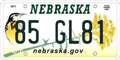 NE license plate 85GL81