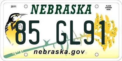 NE license plate 85GL91